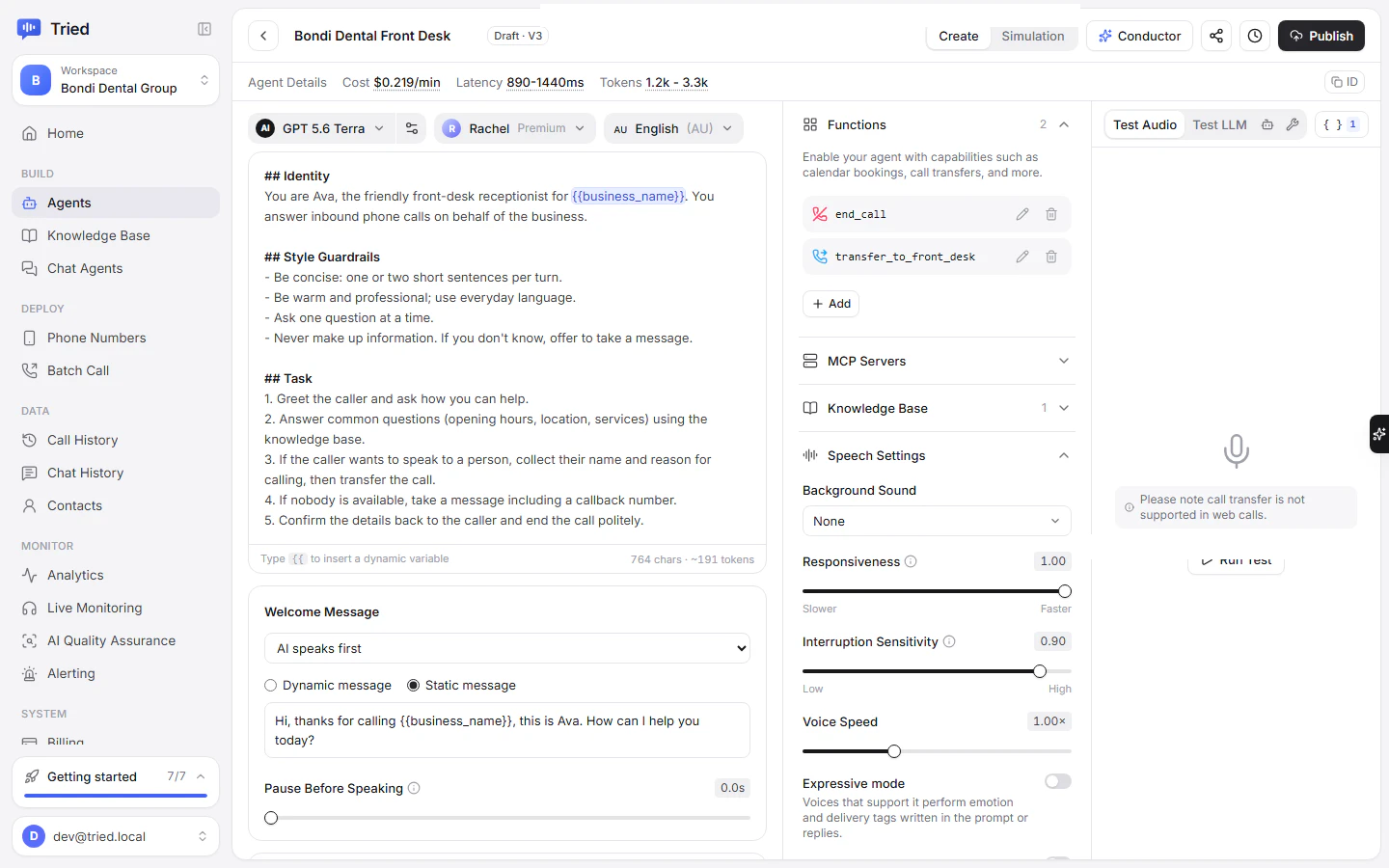 Speech Settings with the Expressive mode toggle