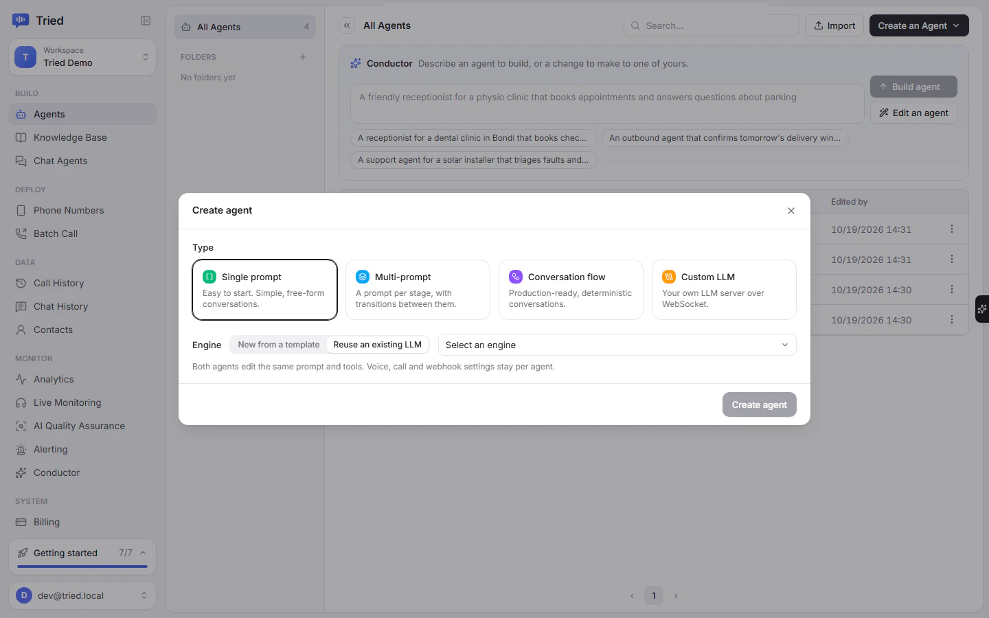 Reusing an existing engine for a new agent