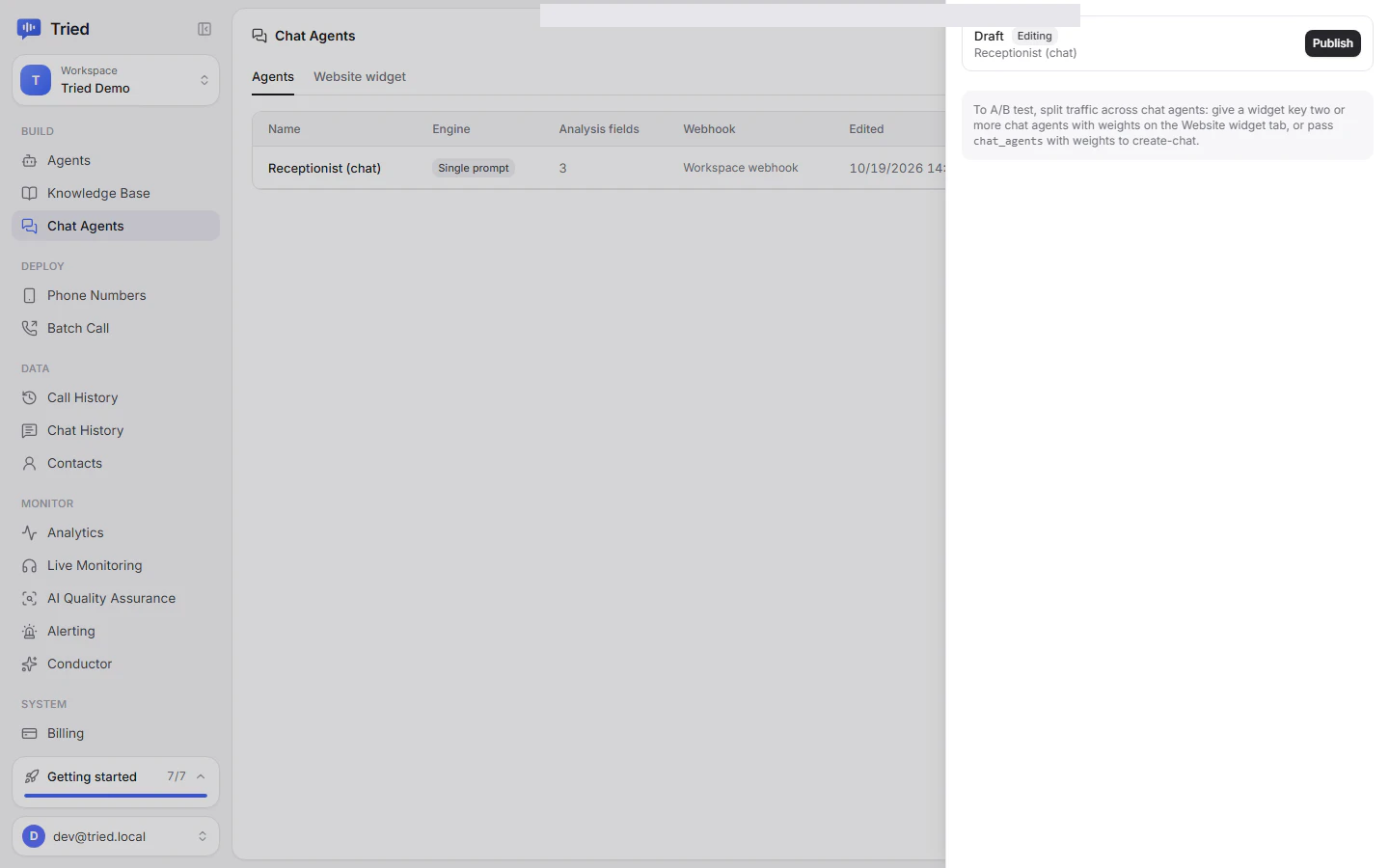 Chat agent versions