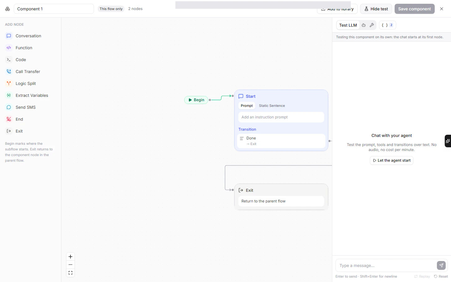 Testing a component on its own in the component editor