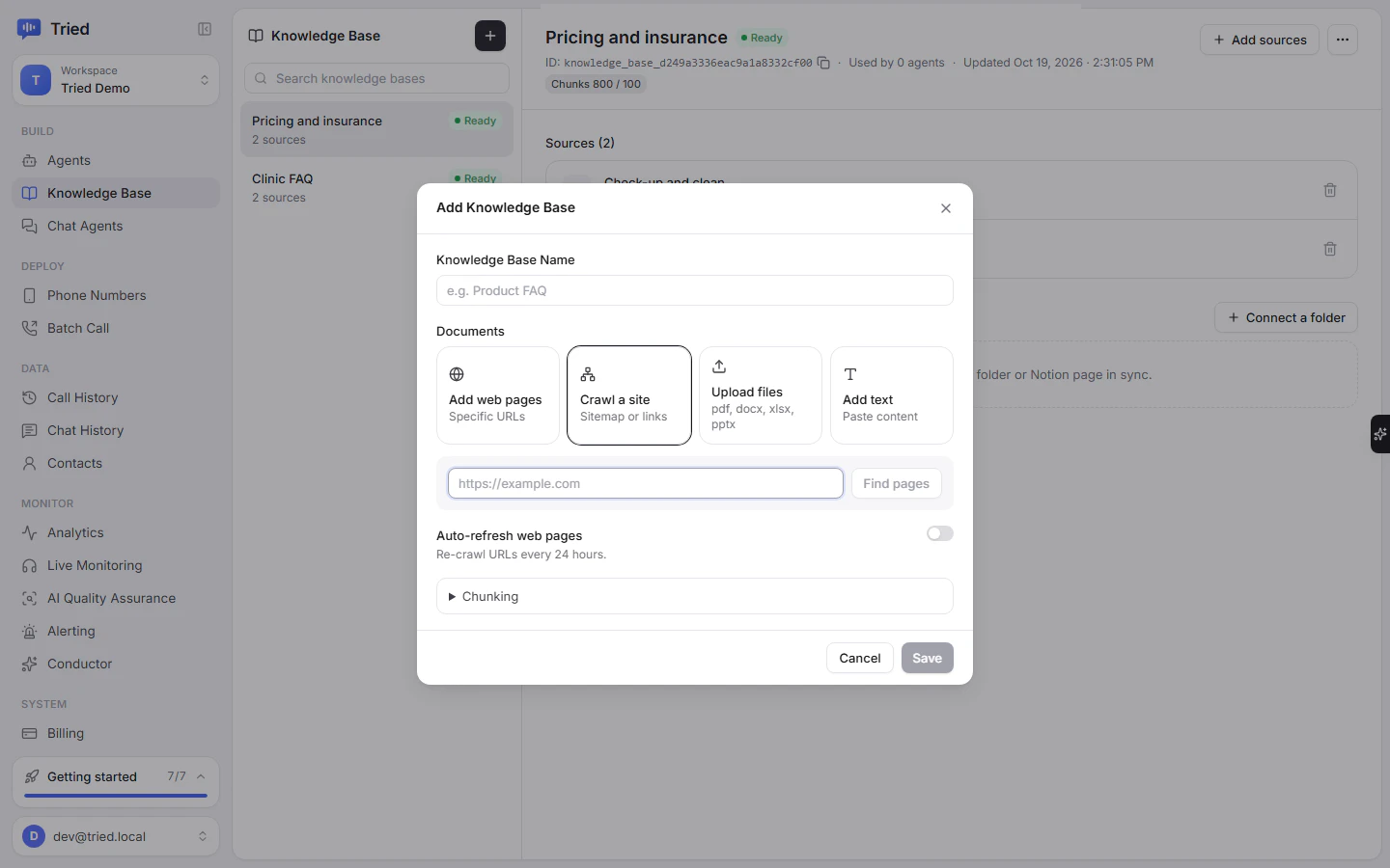 Crawl a site with discovered pages and Auto add future pages