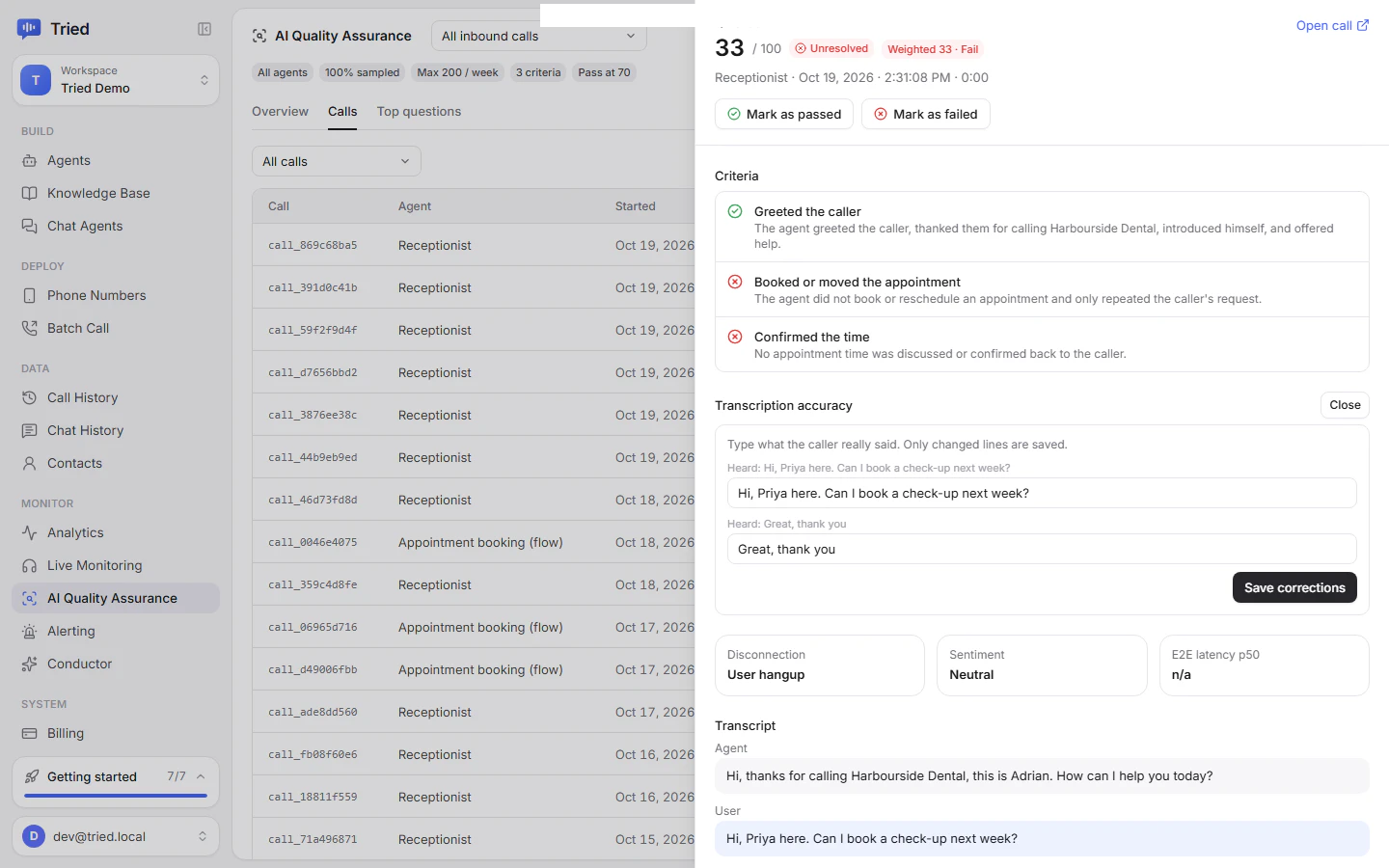 Correcting a user utterance for word error rate