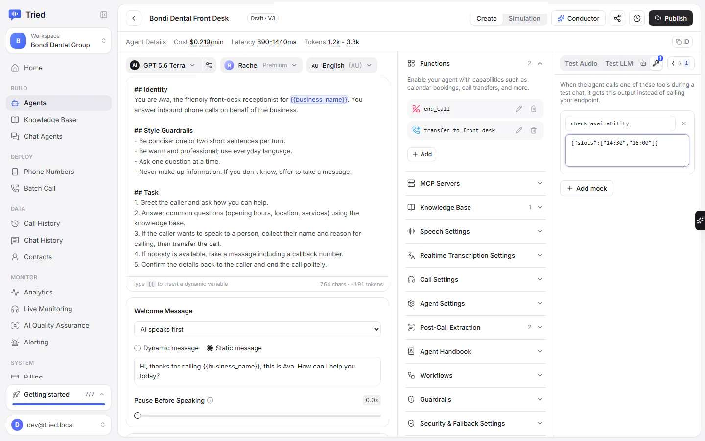 Tool mocks: canned outputs for tools during test chats